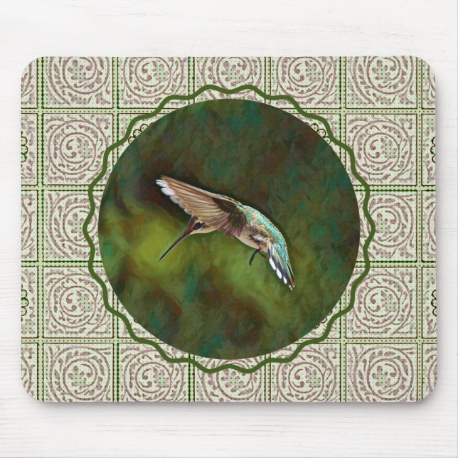Alfombrilla De Ratón Hummingbird Green Art Mouse (Frente)