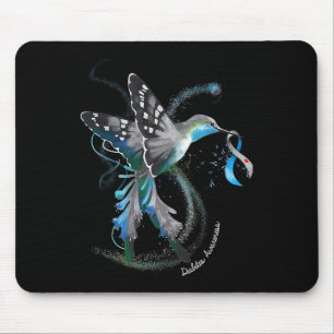 Alfombrilla De Ratón Hummingbird Holding Gray Blue Ribbon Diabetes T1d