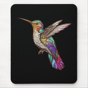 Alfombrilla De Ratón Hummingbird Retrato Animal de Cristal Manchado