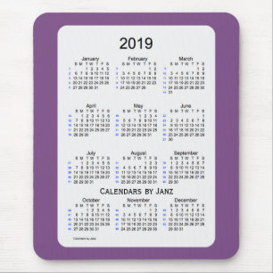 Alfombrilla De Ratón Humo de 2019 púrpuras calendario de 52 semanas po