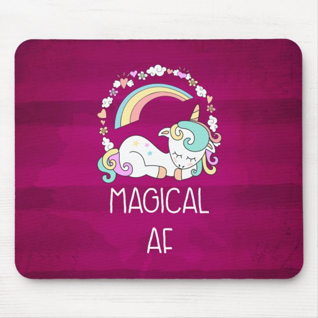 Alfombrilla De Ratón Humorístico AF mágico de unicornio sobre patrón ro (Frente)