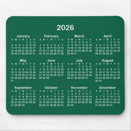 Alfombrilla De Ratón Hunter Green and White 2026 Calendar
