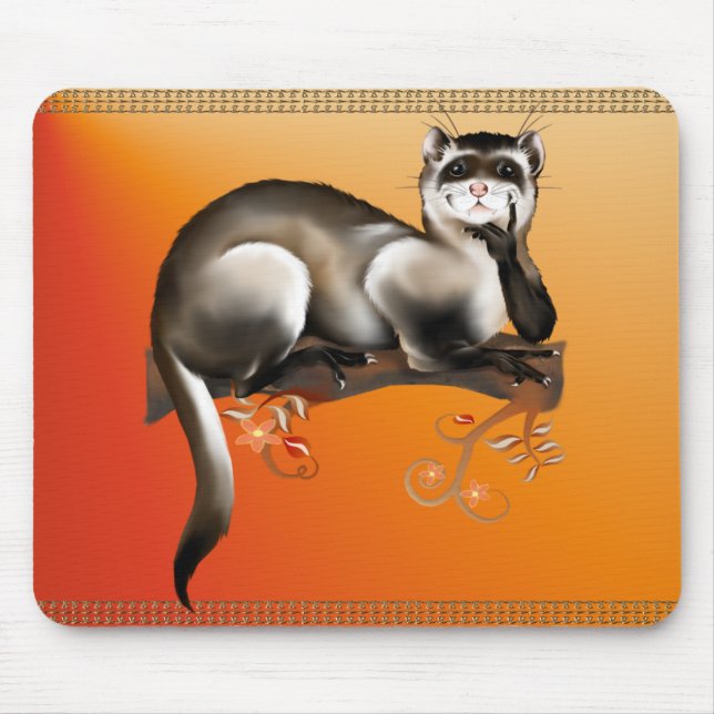 Alfombrilla De Ratón Hurón en una rama Mousepad (Frente)