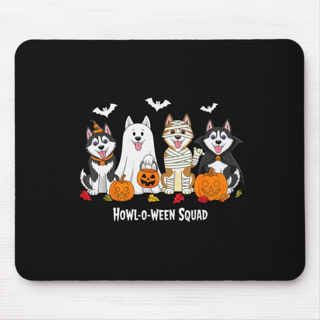 Alfombrilla De Ratón Husky Halloween Howl O Ween Squad  (Frente)