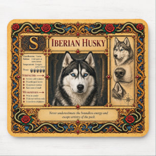 Alfombrilla De Ratón Husky siberiano, arte bestiario medieval