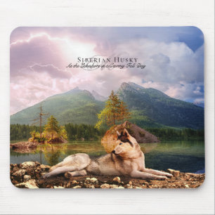 Alfombrilla De Ratón Husky siberiano en Lakeshore en otoño - Personaliz