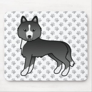 Alfombrilla De Ratón Husky Siberiano mayormente negro perro de dibujos