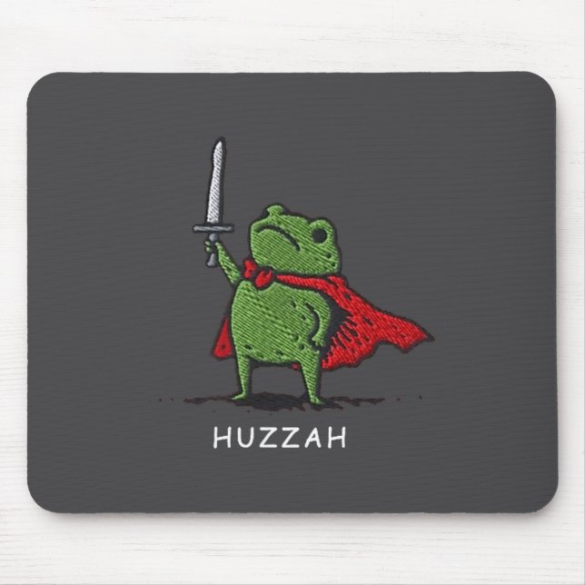 Alfombrilla De Ratón Huzzah Frog Knight Funny Sword Meme Quote  (Frente)