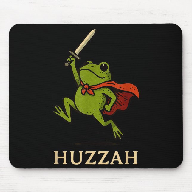 Alfombrilla De Ratón Huzzah Frog Knight Funny Sword Meme Quote  (Frente)