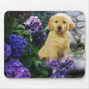 Alfombrilla De Ratón Hydrangea de Mousepad del golden retriever