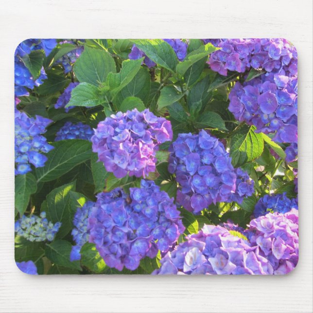 Alfombrilla De Ratón Hydrangeas azul y púrpura (Frente)