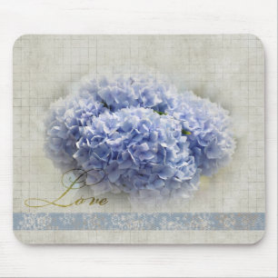 Alfombrilla De Ratón Hydrangeas azules románticos
