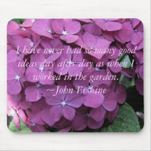 Alfombrilla De Ratón Hydrangeas Mousepad con cita de jardinería
