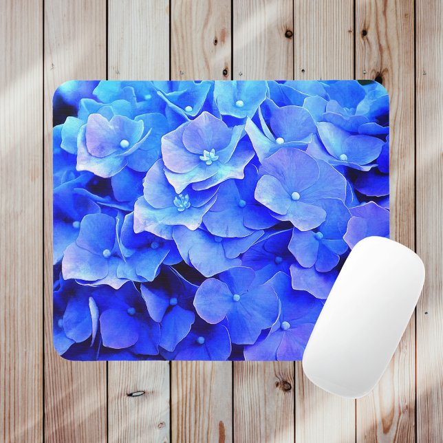 Alfombrilla De Ratón Hydrangeas muy azules Jardín floral de verano (Subido por el creador)