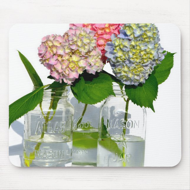 Alfombrilla De Ratón Hydrangeas y Mason jar (Frente)