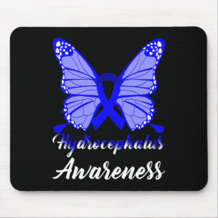 Alfombrilla De Ratón Hydrocephalus Awareness Butterfly Blue Ribbon Supp
