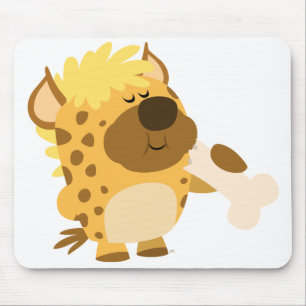 Alfombrilla De Ratón Hyena lindo del dibujo animado que machaca un