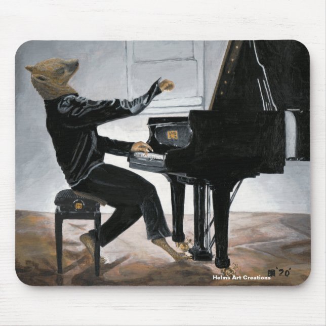 Alfombrilla De Ratón Hyena Piano Music Player Fantasy Art Mousepad (Frente)
