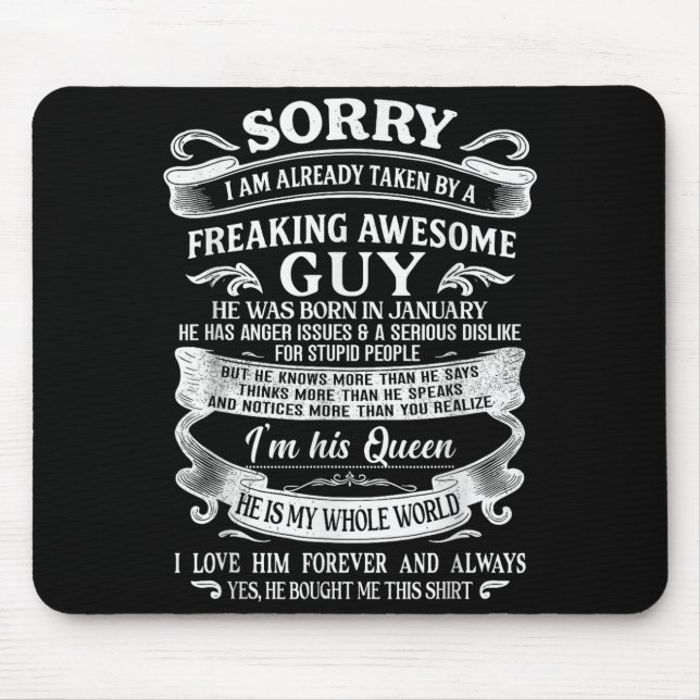 Alfombrilla De Ratón I Am Already Taken By Freaking Awesome Guy Born In (Frente)