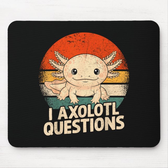 Alfombrilla De Ratón I Axolotl Questions Shirt Adults Youth Kids Retro  (Frente)