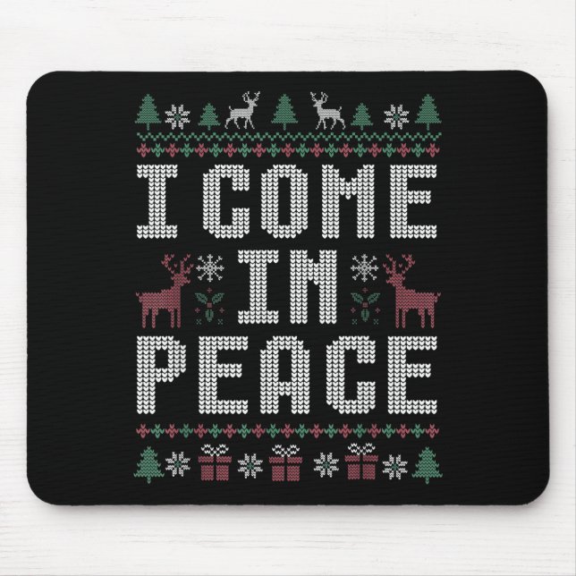 Alfombrilla De Ratón I Come In Peace Couple Matching Ugly Christmas Swe (Frente)