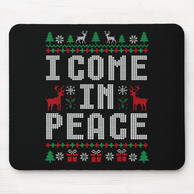 Alfombrilla De Ratón I Come In Peace Couple Matching Ugly Christmas Swe (Frente)