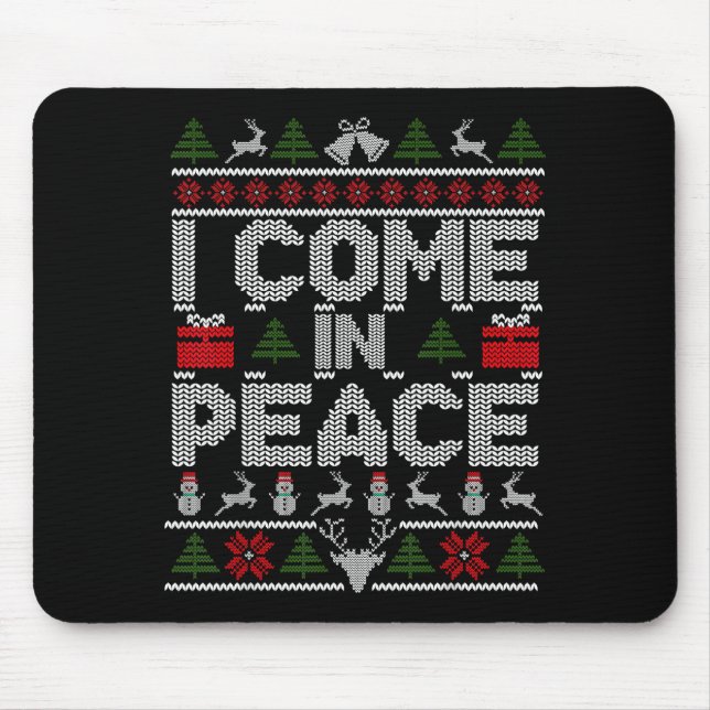 Alfombrilla De Ratón I Come In Peace Couple Matching Ugly Christmas Swe (Frente)