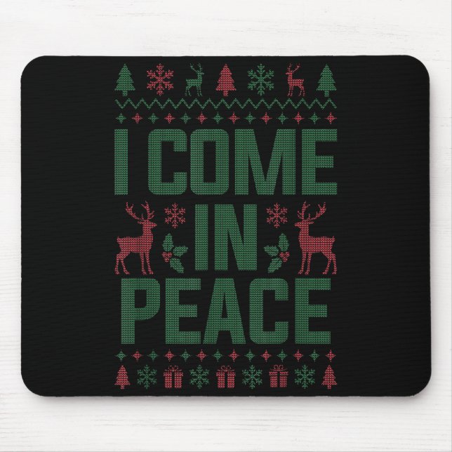 Alfombrilla De Ratón I Come In Peace Couple Matching Ugly Christmas Swe (Frente)