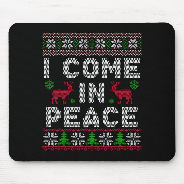 Alfombrilla De Ratón I Come In Peace Couple Matching Ugly Christmas Swe (Frente)