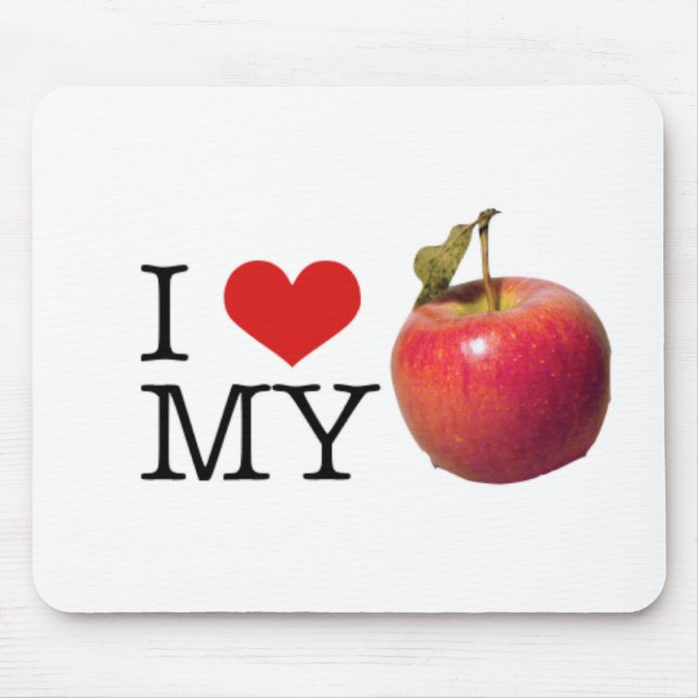 Alfombrilla De Ratón I corazón mi Apple (Frente)