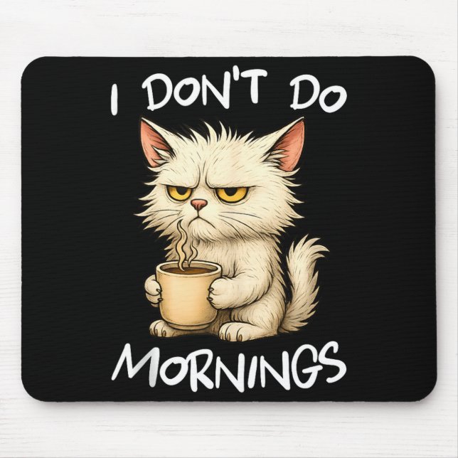 Alfombrilla De Ratón I Don't Do Mornings Funny Quote Coffee Cat Lover G (Frente)