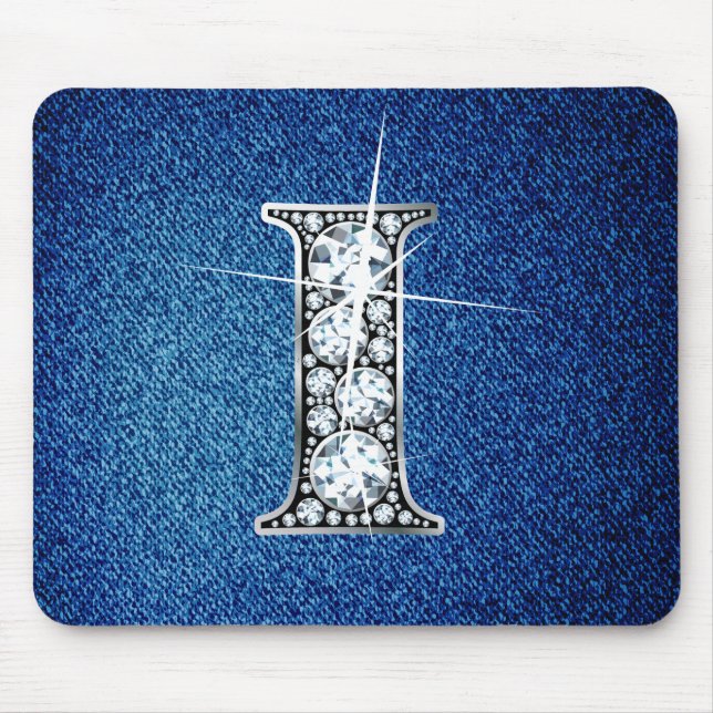 Alfombrilla De Ratón I Faux-"Diamond Bling" en Denim Mousepad (Frente)