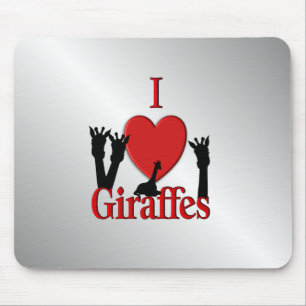 Alfombrilla De Ratón I Heart Giraffes Silver