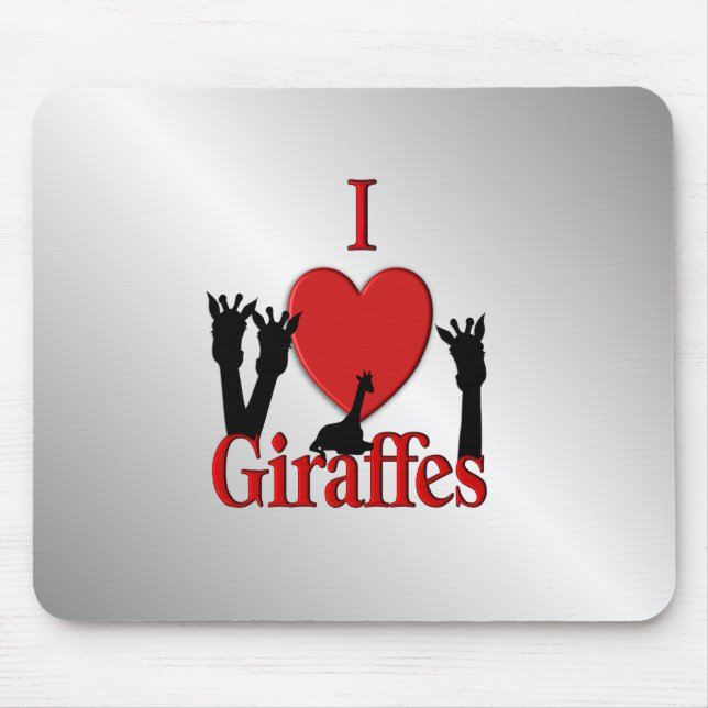Alfombrilla De Ratón I Heart Giraffes Silver (Frente)