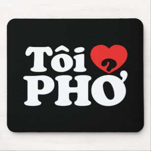 Alfombrilla De Ratón I Heart (Love) Pho (Tôi + PHỞ) Idioma Vietnamita
