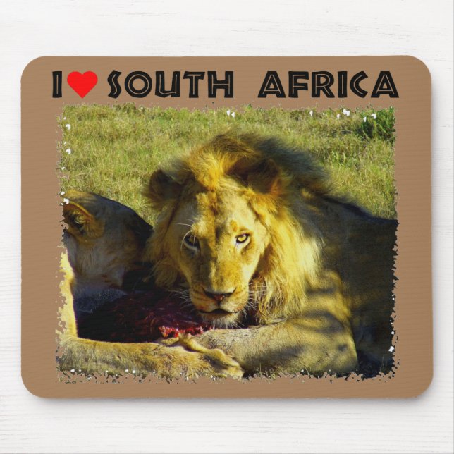 Alfombrilla De Ratón I Heart South Africa Lion Stare (Frente)
