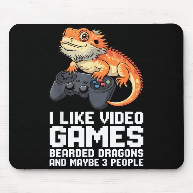Alfombrilla De Ratón I Like Video Games Bearded Dragon Gamer Introvert  (Frente)