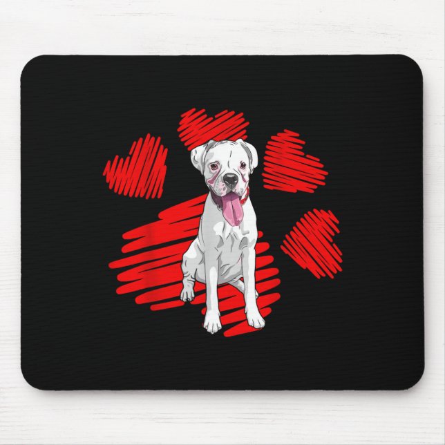 Alfombrilla De Ratón I Love My White Boxer Dog Paw Heart Valentines Day (Frente)