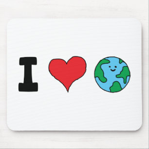 Alfombrilla De Ratón I Love the World Happy Earth Clipart Cute Earth
