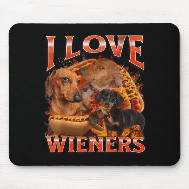 Alfombrilla De Ratón I Love Wieners Funny Offensive Dachshund Bootleg G (Frente)