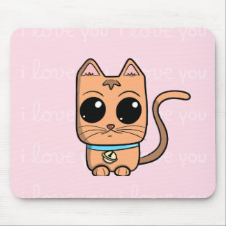 Alfombrilla De Ratón I Love You, Cute Caramel Cat Illustration Art Prin
