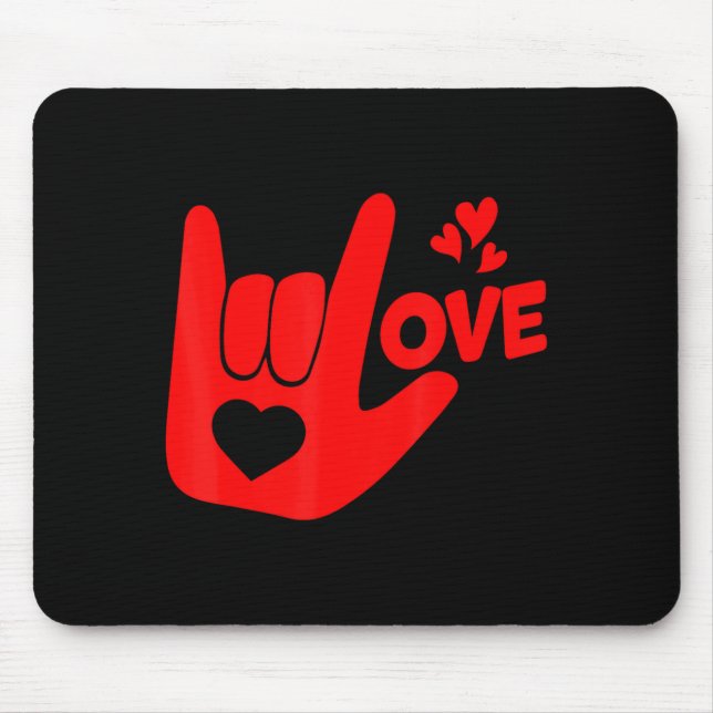 Alfombrilla De Ratón I Love You Hand Sign Asl Valentine Day Funny Wome  (Frente)