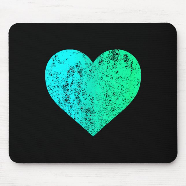 Alfombrilla De Ratón I Love You Teal Heart Distressed Valentine's Day  (Frente)