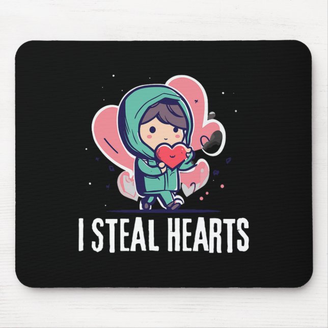 Alfombrilla De Ratón I Steal Hearts Funny Valentines Day Child Stealing (Frente)