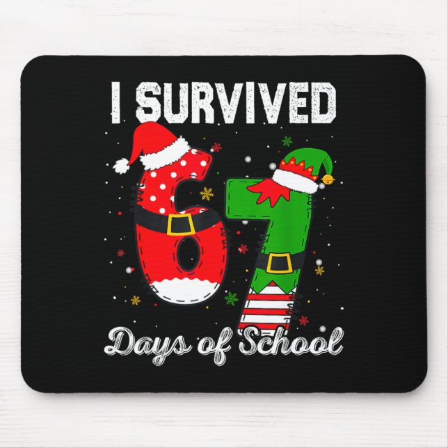 Alfombrilla De Ratón I Survived 67 Days Of School Christmas Candy Cane  (Frente)