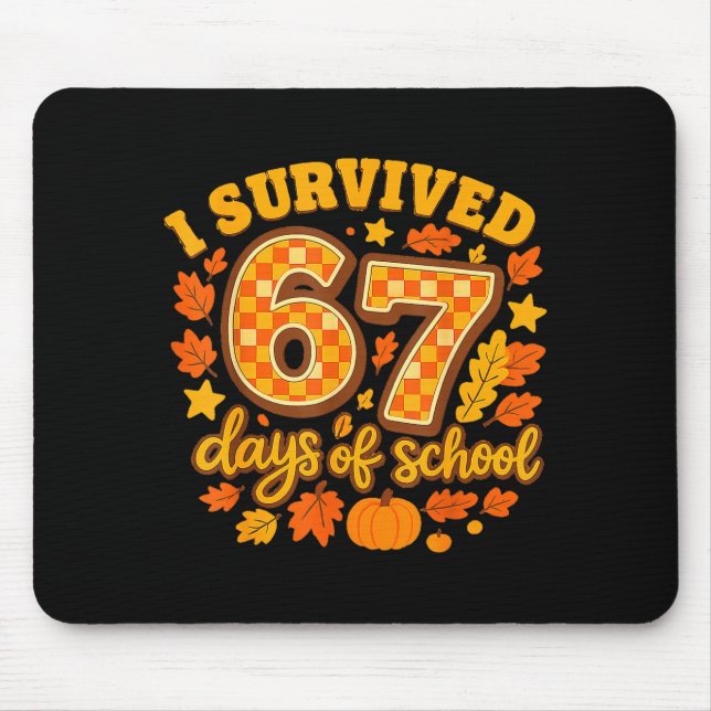 Alfombrilla De Ratón I Survived 67 Days Of School Fall Leaves Cute Autu (Frente)