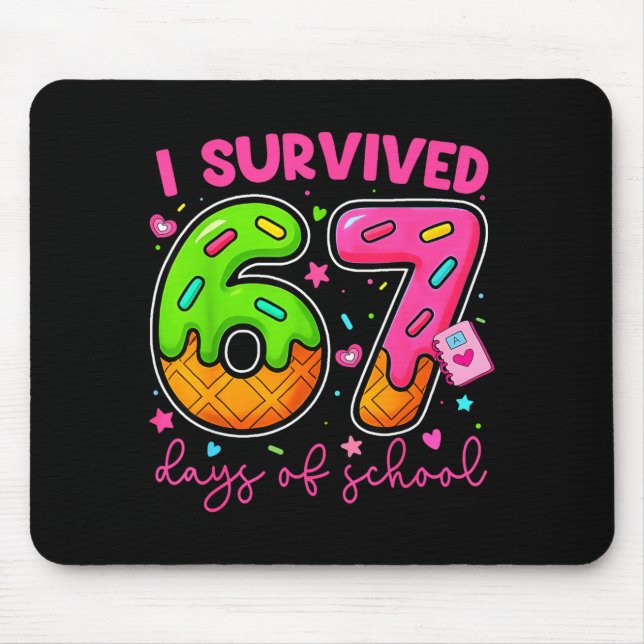 Alfombrilla De Ratón I Survived 67 Days Of School Ice Cream Drip Boy Gi (Frente)