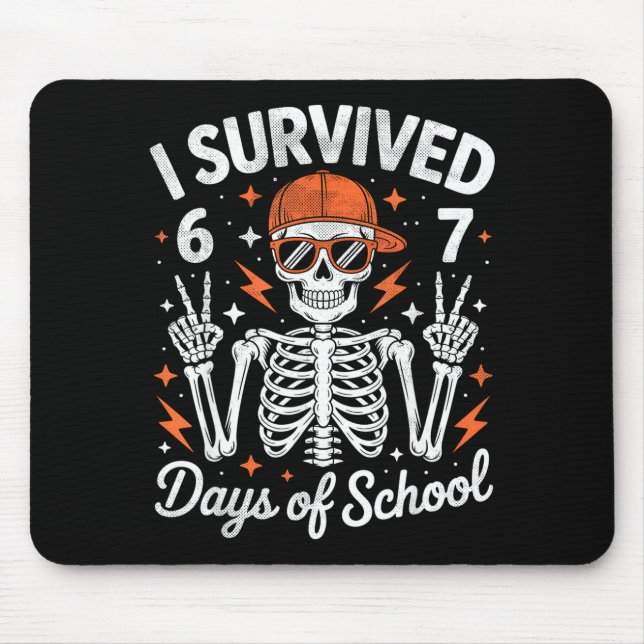 Alfombrilla De Ratón I Survived 67 Days Of School Skeleton Six Seven 6- (Frente)