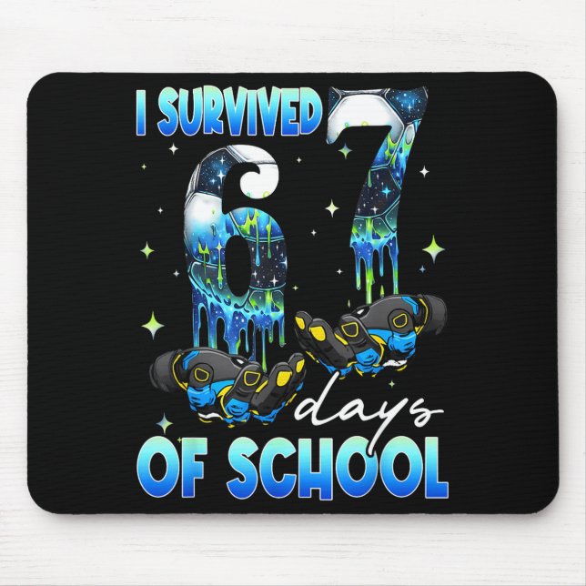 Alfombrilla De Ratón I Survived 67 Days Of School Soccer Boys Kids Six  (Frente)