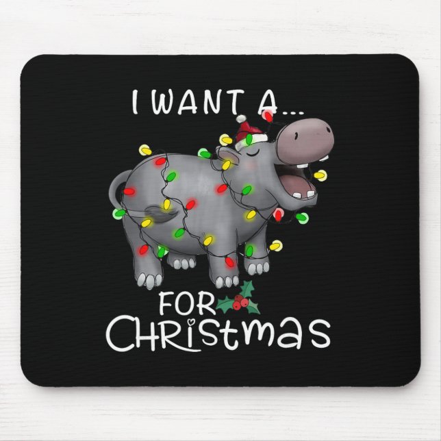 Alfombrilla De Ratón I Want A Hippopotamus For Christmas Xmas Hippo Lov (Frente)